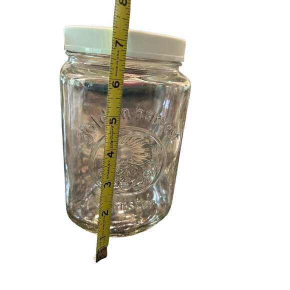 Set of 2 Vintage Golden Harvest Glass Canisters - 7.25" tall, 48oz Plastic Lids - Picture 5 of 7